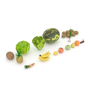 3D mixed fruit and vegetable varieties model
