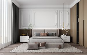 Modern luxury style bedroom 3D model