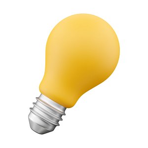 3d yellow light bulb icon