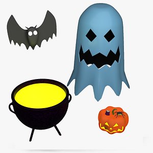 Low poly Halloween collection 3D model