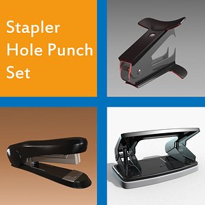 stapler hole punch set 3D model
