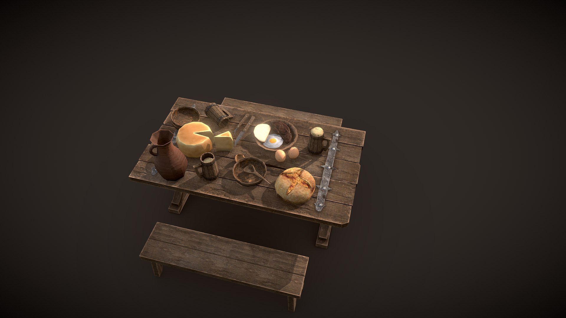 Medieval-tavern-table model - TurboSquid 1865316