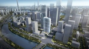 3D Highrise Urban Cityscape Aerial View Environment model