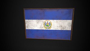 Old Picture Frame With El Salvador  Flag - Game Ready PBR Low-poly 3D Model model