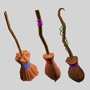 Low-poly of Stylized WitchBroom A low-poly 3D collection