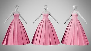 3D model Dress 49 Tickle Me Pink With Design