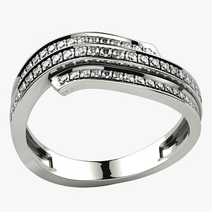 Three Curved Lines Square Prongs Beutiful Gold Ring model