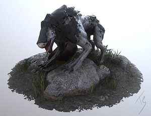 3d model of mutated monster dog animation