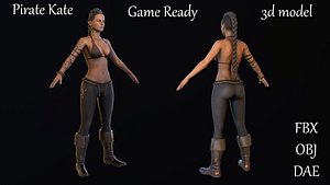 Pirate Kate game ready 3D model