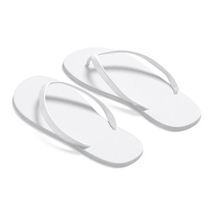 3D White Beach Slippers - pair of flip-flop rubber sandals