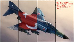 F4 Phantom2 with Cockpit - 4 different Changeble Body textures-Rigged