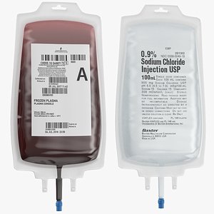 Blood Bag And IV Bag Set 3D model