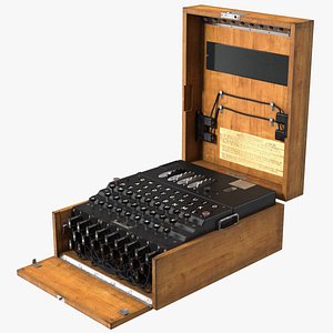 Enigma M4 Cipher Machine in Wooden Case 3D