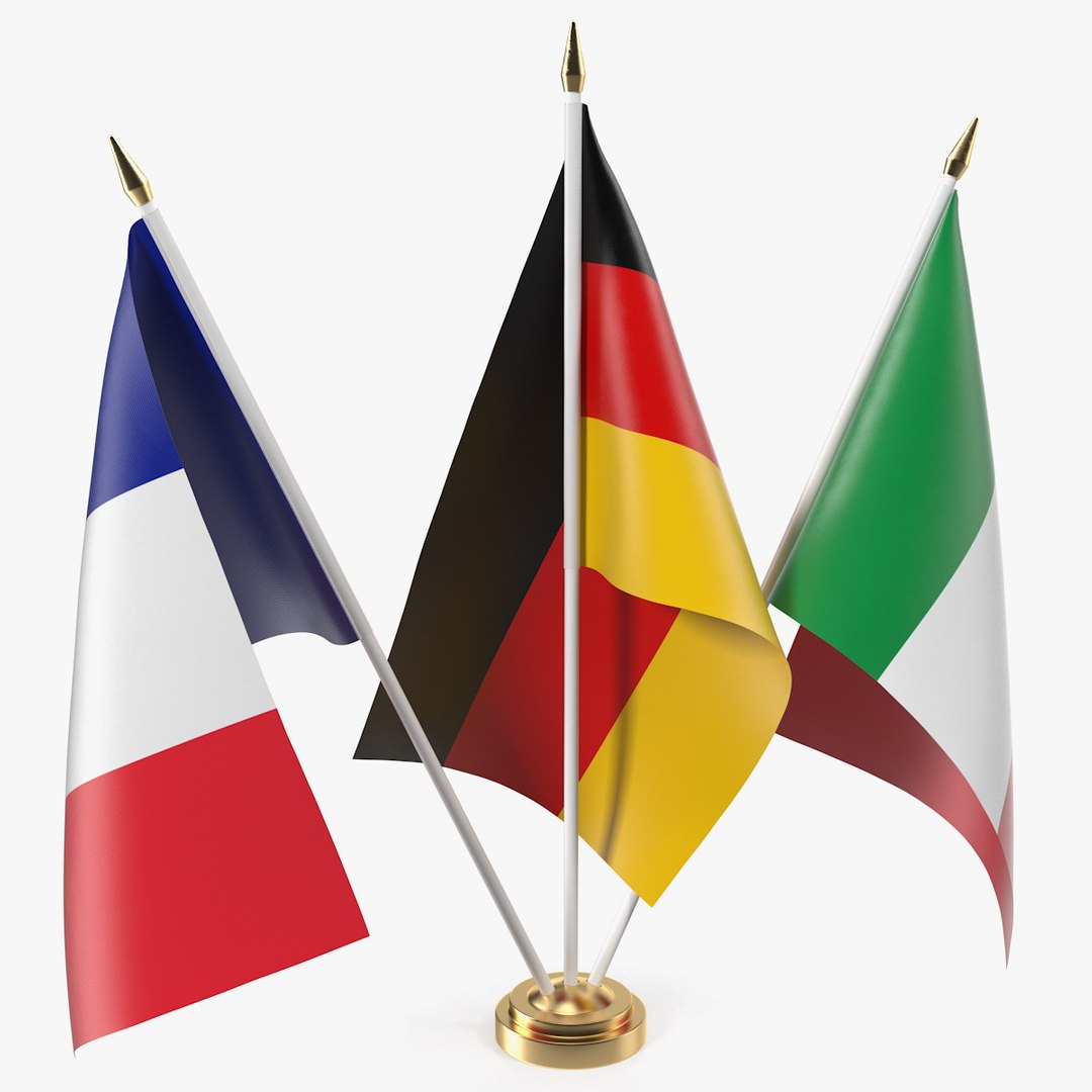 Table Flags Germany France Italy 3D model preview