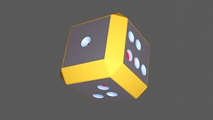 Stylized 3D Dice with Metallic Accents