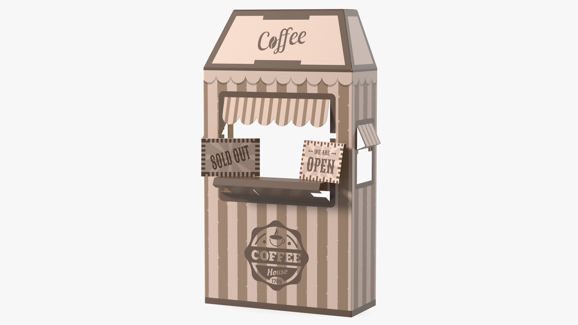 Coffee Booth Cardboard Stand 3D model preview
