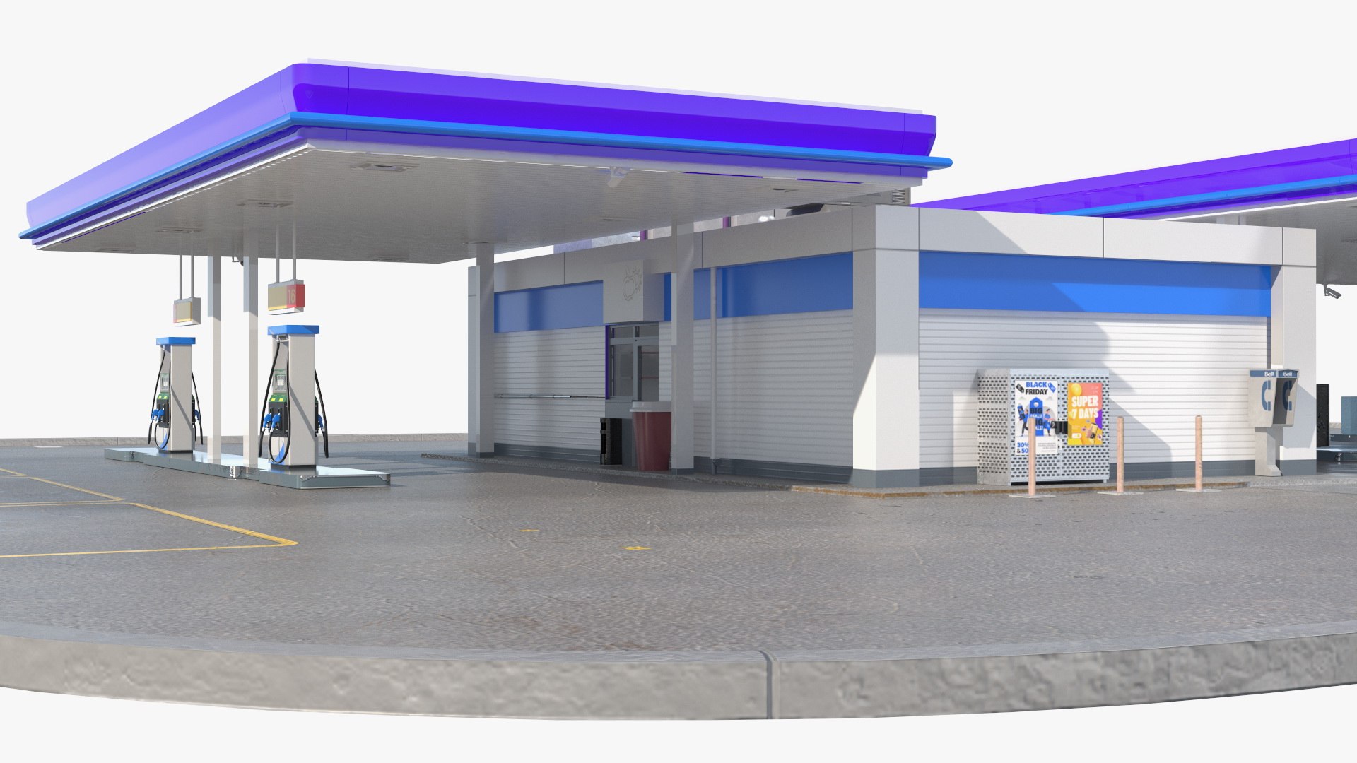 3D Large Gas Station Blue - TurboSquid 2117264
