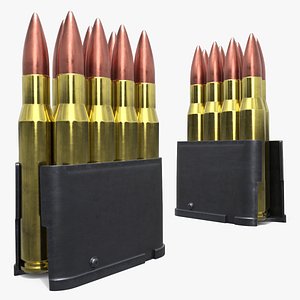 Rifle Ammo Clip with Cartridges 30-06 3D