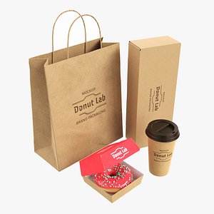 3D Fast Food Packaging Set Mockup 02 model