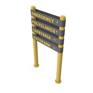 Double-sided Four-section Metal Directional Sign Ground-mounted 3D model
