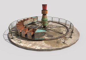 3D Ship Carousel In Abandoned Amusement Park