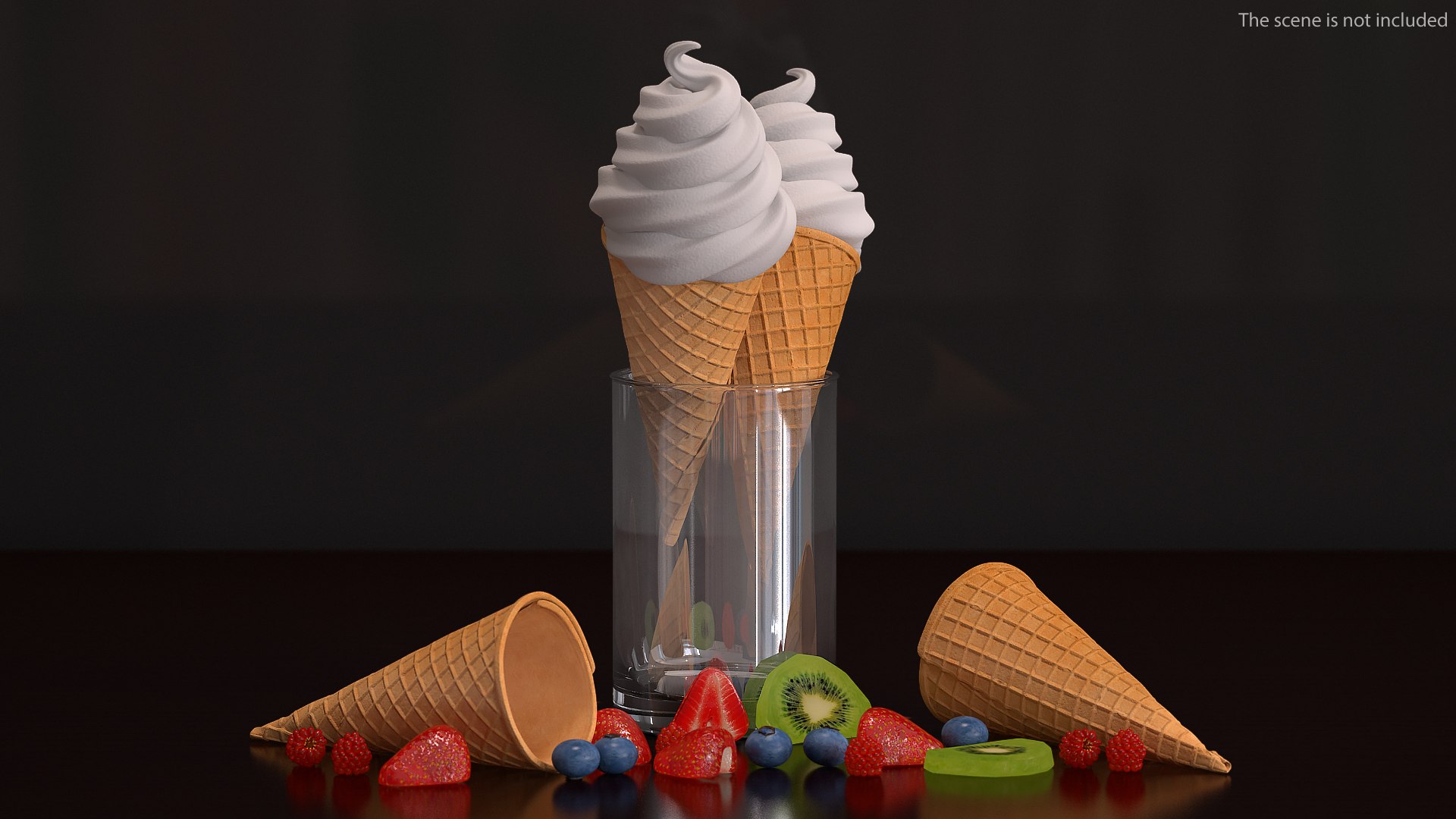 Animated Filling Ice Cream Cone 3D model preview