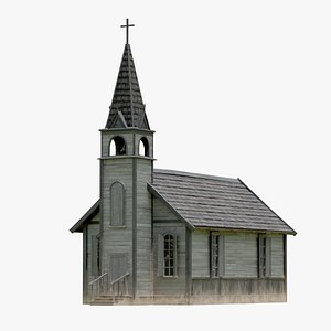 3D model Old Wooden Country Church
