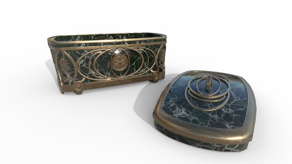 3D model Vintage retro jewelry box PBR low-poly