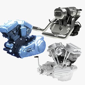 3D Air Cooled V-Twin  motorcycle engines bundle model