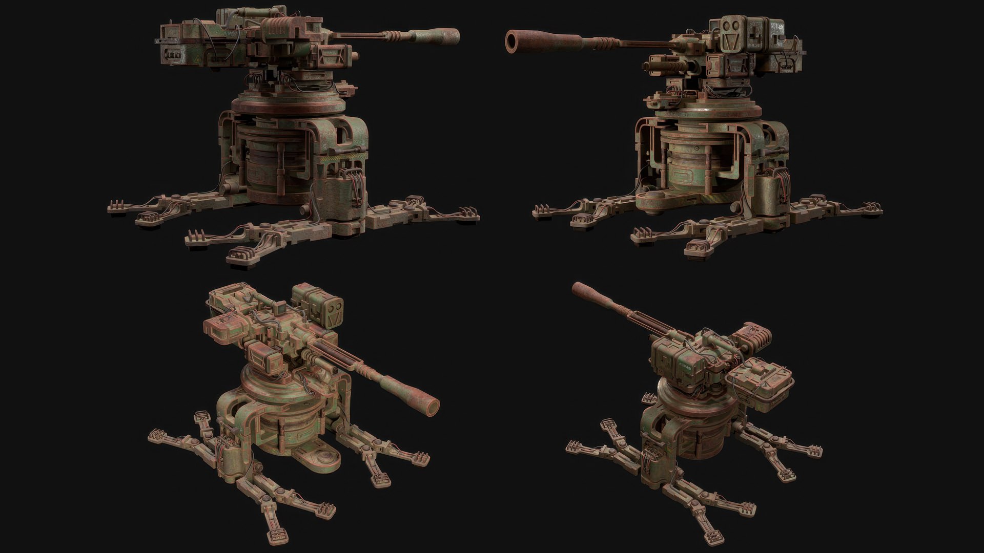 Sentry Gun-1-Rusty-4 Colors 3D model https://p.turbosquid.com/ts-thumb/BX/U1Euej/Ed/m1v9preview8/jpg/1792746145/1920x1080/fit_q87/f03630f8ec31c29c56625a6bf5973896e7d8a9a5/m1v9preview8.jpg