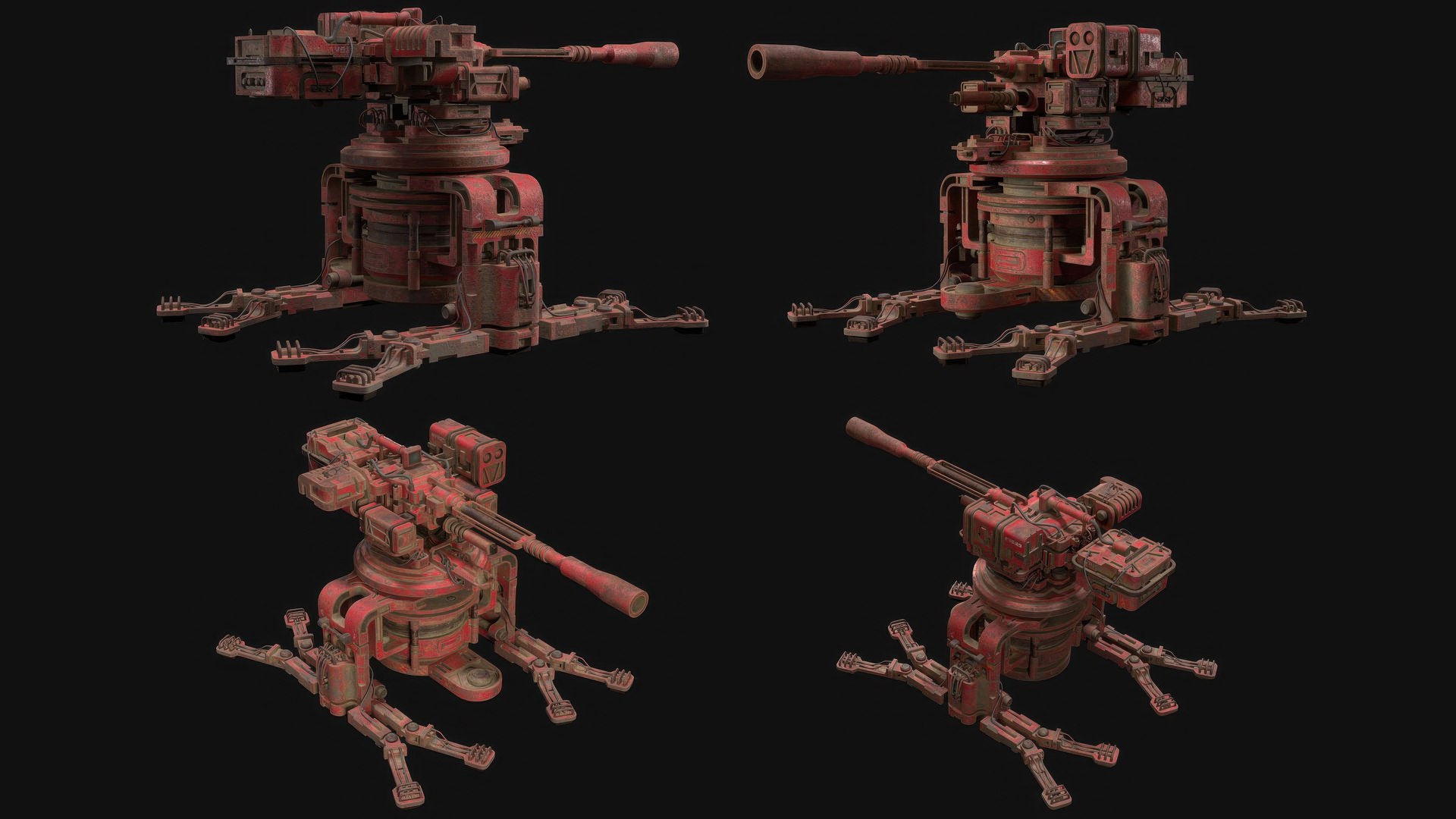Sentry Gun-1-Rusty-4 Colors 3D model https://p.turbosquid.com/ts-thumb/BX/U1Euej/pG/m1v12preview8/jpg/1792746152/1920x1080/fit_q87/ab8443b29f477c5f446fdf1778a2feba7f045515/m1v12preview8.jpg