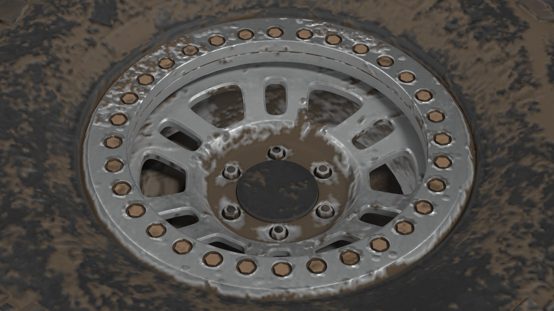 3D Off Road Racing Wheel Dirty Model - TurboSquid 1908139