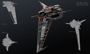 3d spaceship vertical model