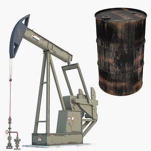 oil pump jack metal barrel 3D model