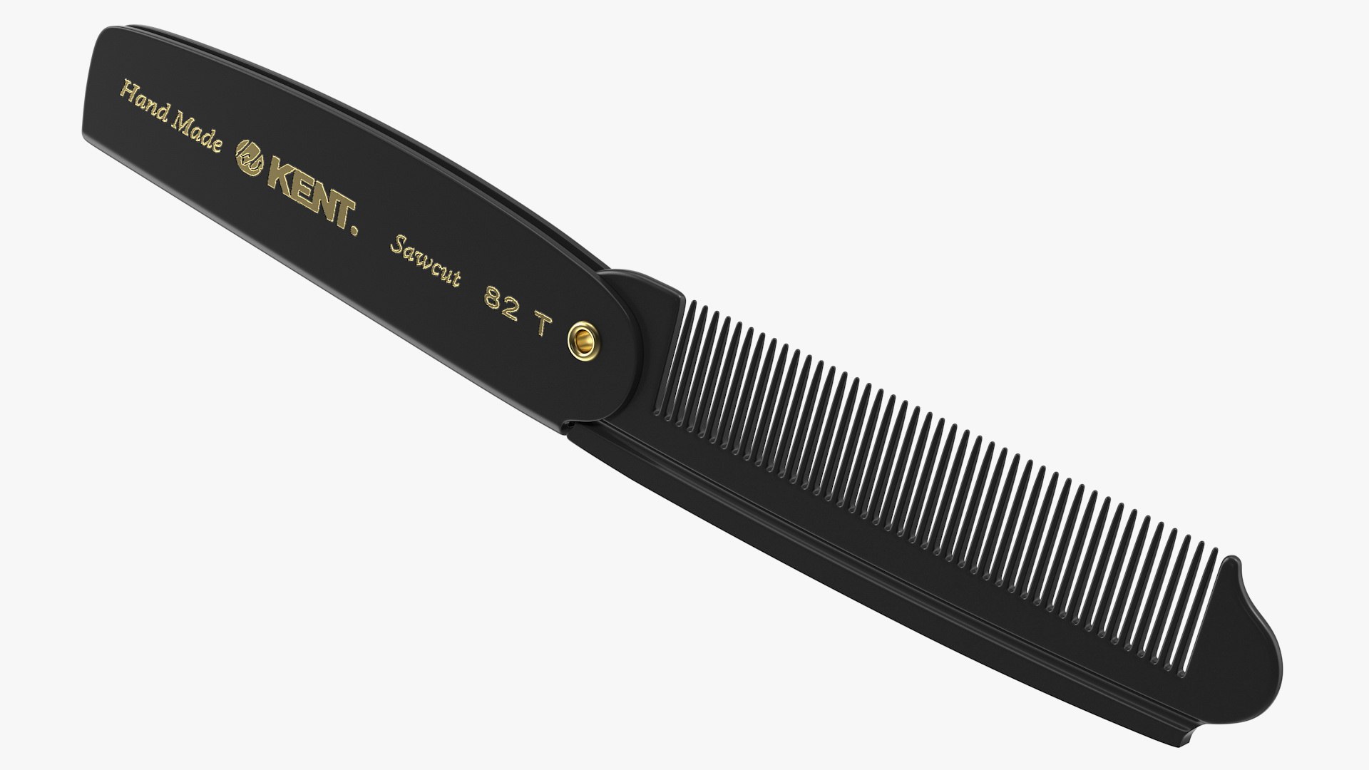 Kent Folding Pocket Comb Black 3D model preview