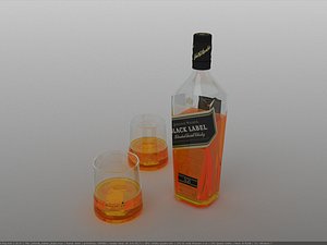 3d bottle johnnie walker black model
