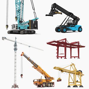 Rigged Cranes 3D Models Collection 2