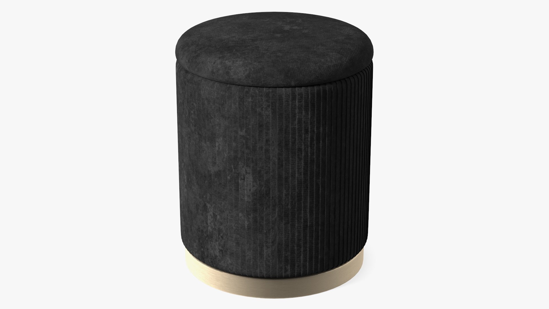 Black Round Fabric Ottoman Stool 3D model preview