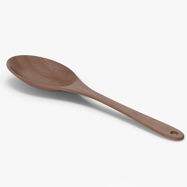 3D Dark Wood Kitchen Spoon