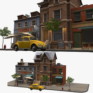3D street with houses