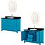 Lavabo à poser Talyn 48 en acajou bleu sarcelle