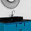 Lavabo à poser Talyn 48 en acajou bleu sarcelle