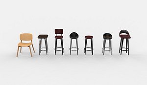3D Bar Stool set 3D model model