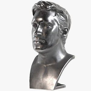 3D Male Mannequin Head - Silver - Game Asset model