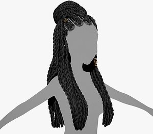 3D Female Hair Cards Style 8 - Braids And Knot 2