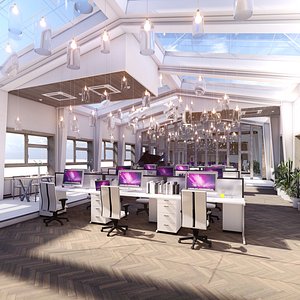 3D scene industrial office attic