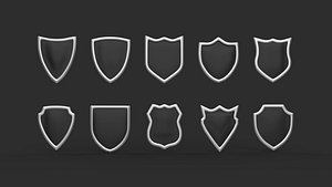 shield icons 3D model 3D model
