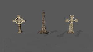 3D model Ancient pillar PBR low-poly game ready