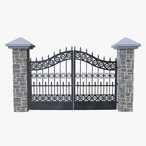 3D Wrought Iron Gate 3D Model Low Poly PBR