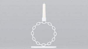 Alphabet O White Chain Candleholder 3D Model True PBR Renders Zero Cleanup UVs 4K PBR Textures 3D model